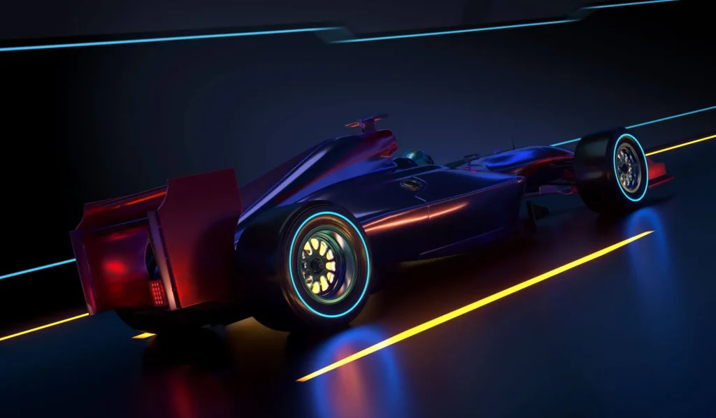 Ein Formel 1 Auto mit Neon-Lichtern