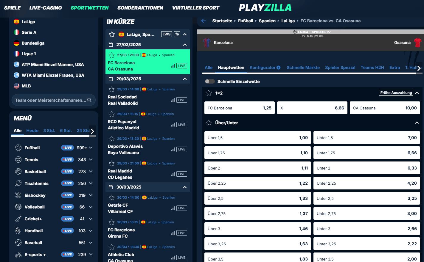 Wetten auf La Liga bei PlayZilla