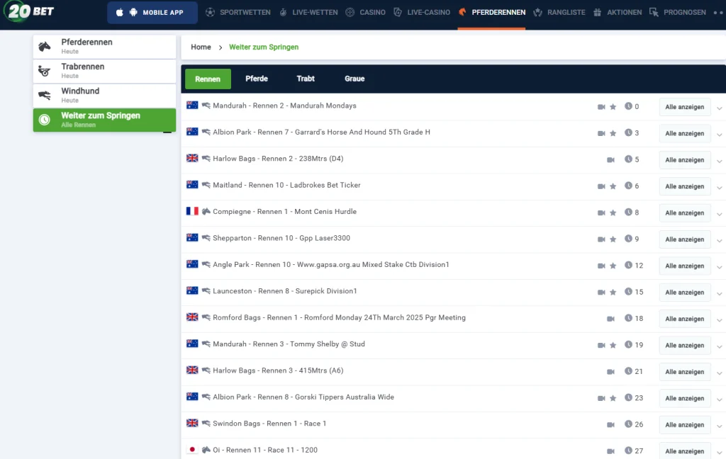 20Bet Pferdewetten