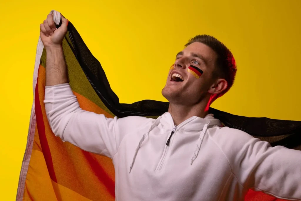 Ein Fan mit deutscher Fahne