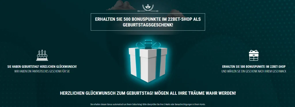 Sportwetten Geburtstagsbonus bei 22bet