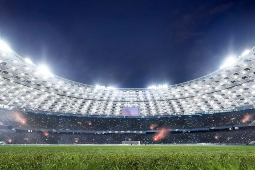 Fußballstadion aus der Sicht eines Spielers