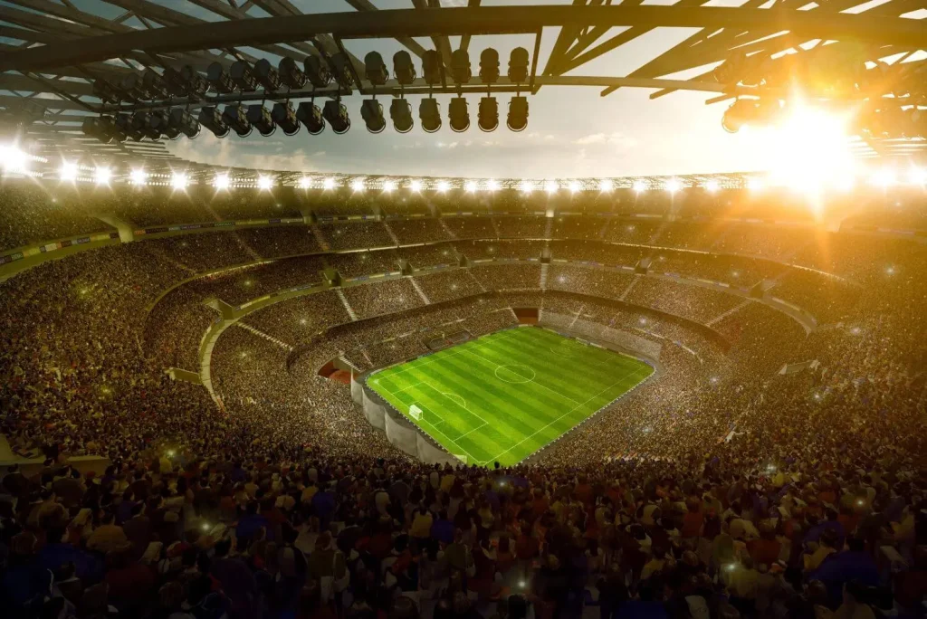 Ein Fußballstadion von oben