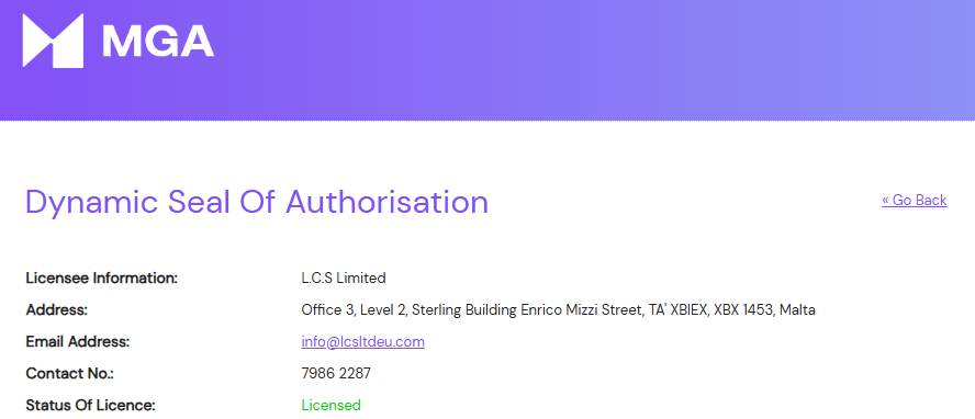 MGA Sportwetten Lizenz von LCS