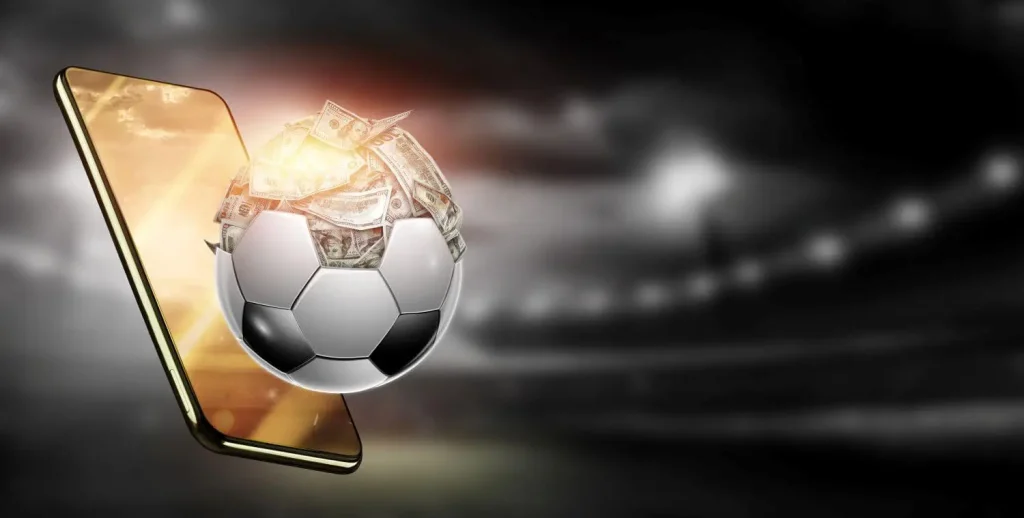 Ball mit Geldscheinen und Smartphone