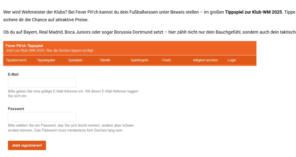 Klub WM 2025 Tippspiel von Fever Pit’ch