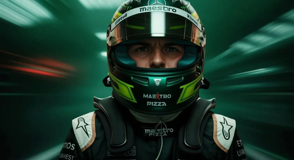 Formel 1 Fahrer mit Helm