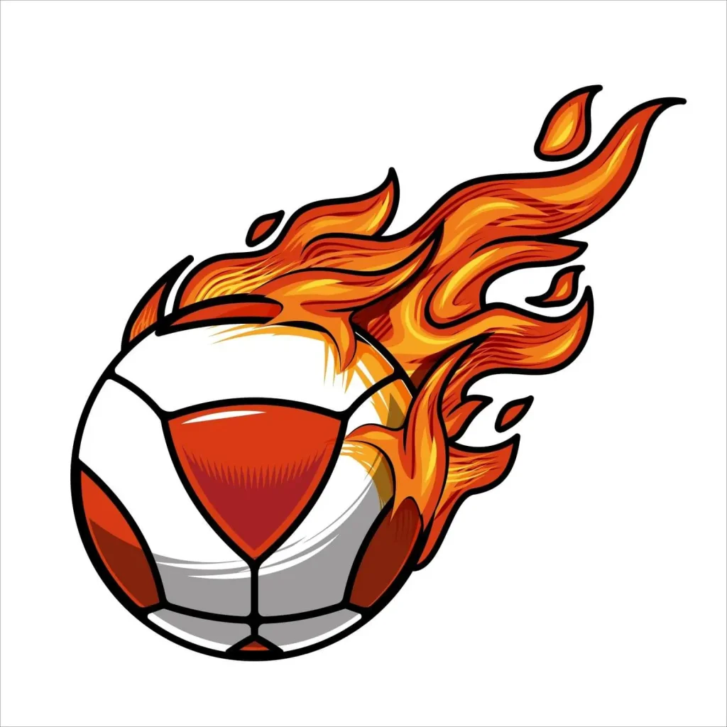 Teqball Spielball mit Flamme