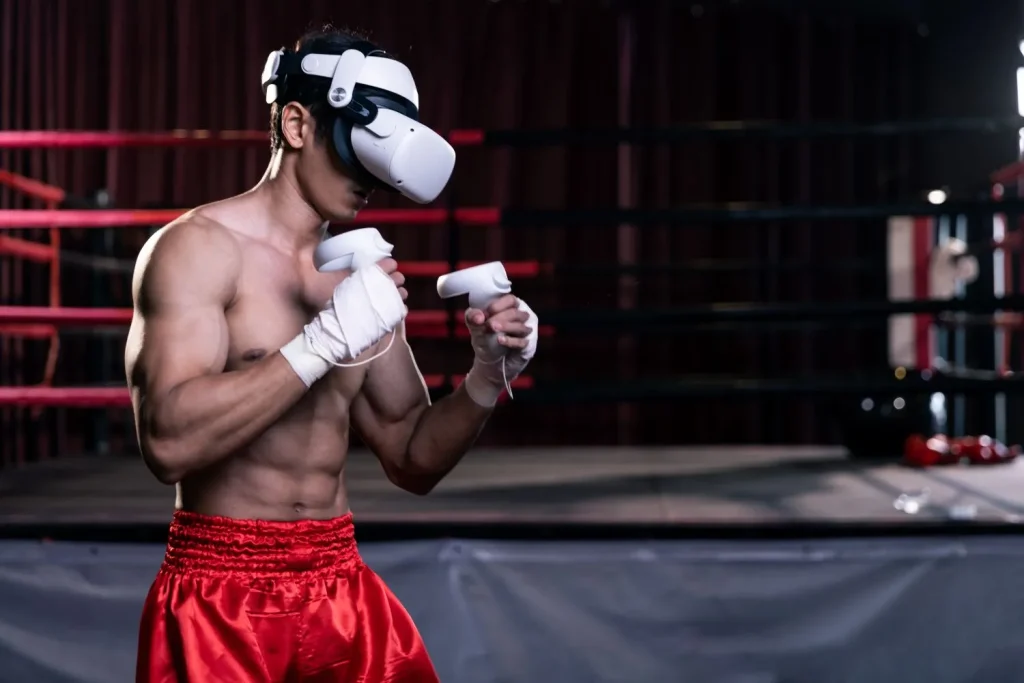Boxer trainiert mit VR-Brille
