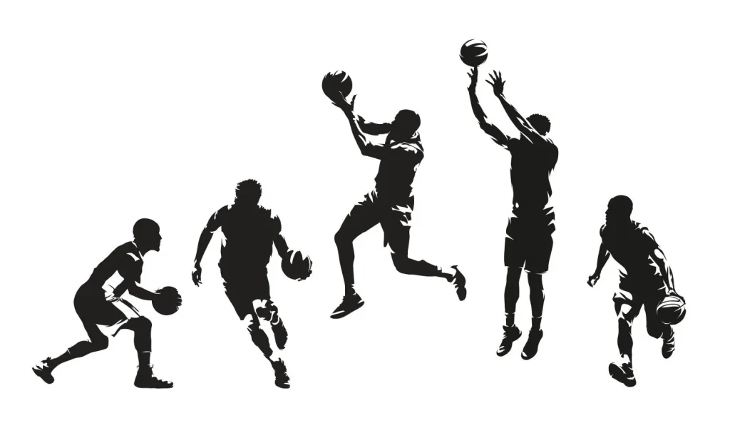 Collage eines Basketballspielers in verschiedenen Posen