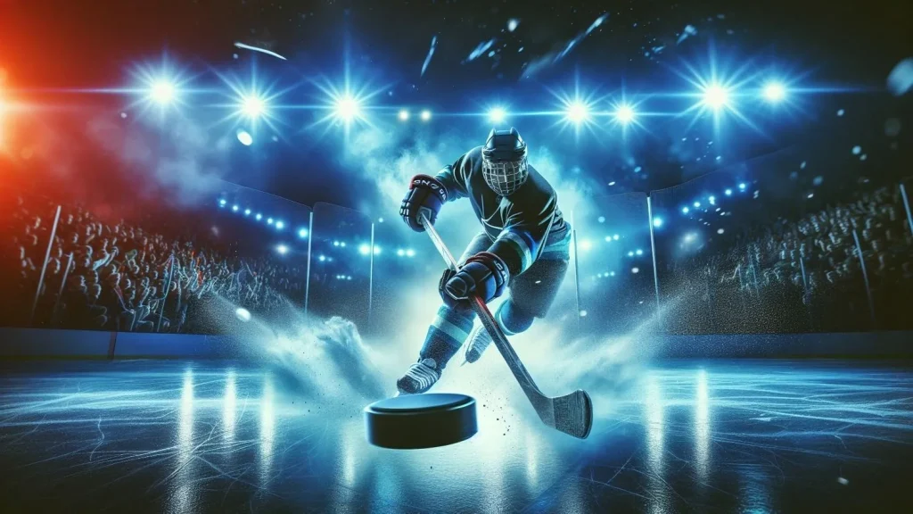 Eishockeyspieler Animation beim Dribbling