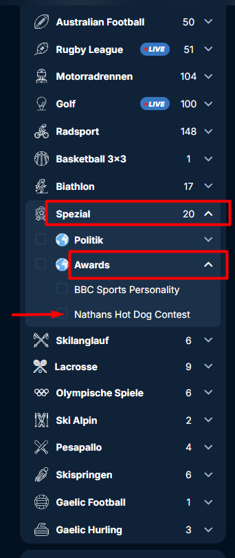 Nathan's Hotdog Eating Contest Wetten bei PlayZilla unter Spezialwetten