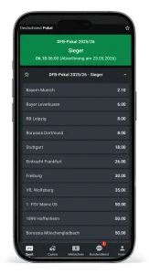 Quoten bei Wetten auf den DFB-Pokalsieger beim Wettanbieter Leonbet
