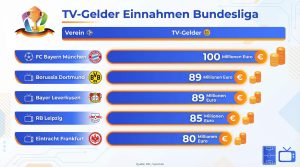 Diagramm der TV-Gelder der Bundesligavereine